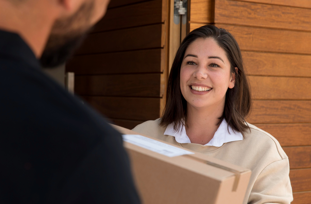Woman Getting Package Delivered