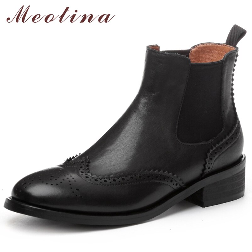 Meotina Botines Chelsea De Piel Aut Ntica Natural Para Mujer Botas Cortas De Tac N Medio