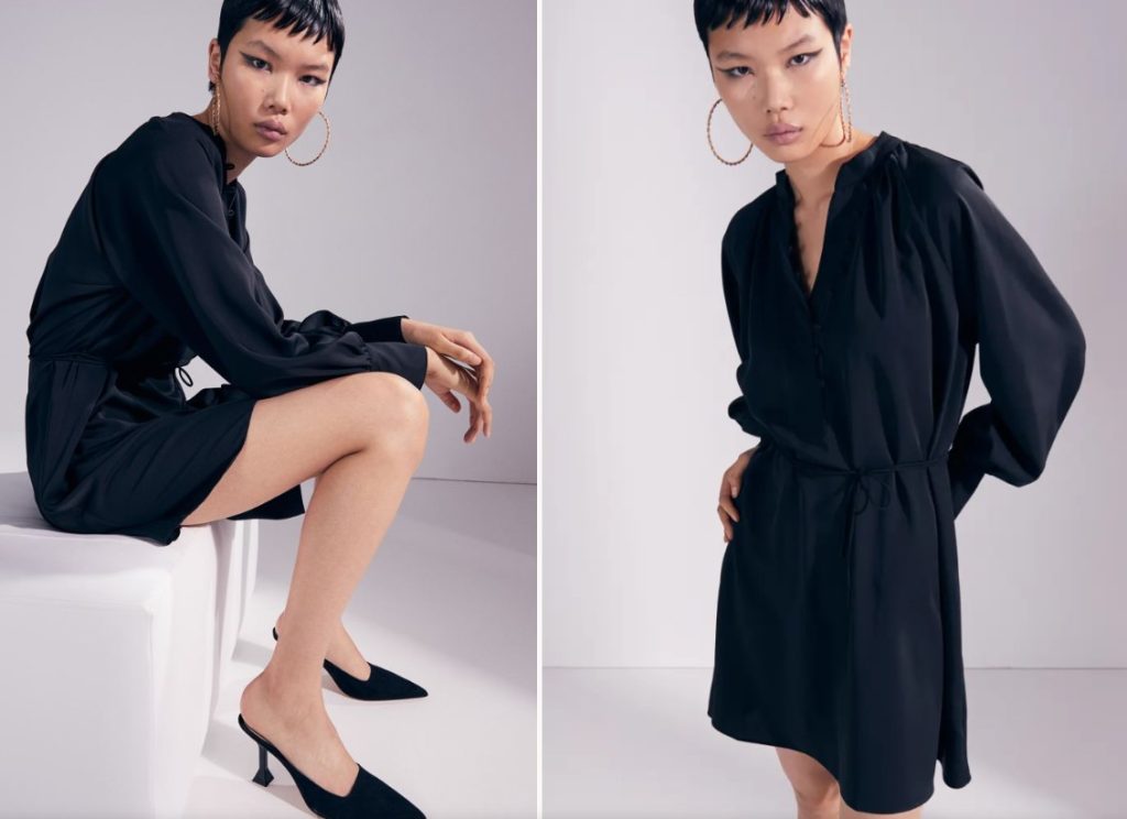 El vestido de H&M con el que vas a arrasar en una fiesta 80 Vestido de satén con cinturón de anudar