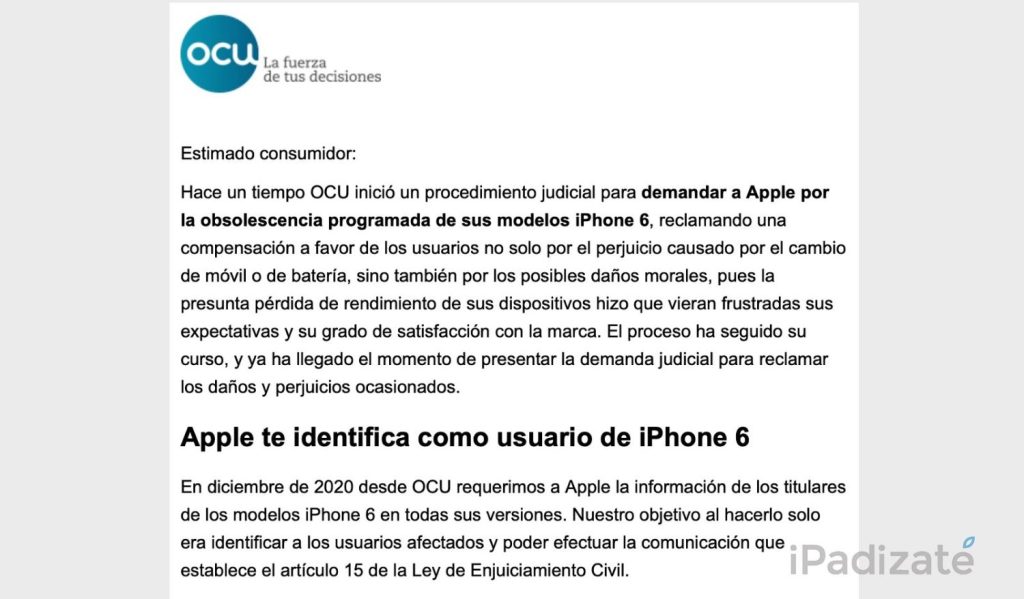 Si tienes este iPhone, Apple te debe 189 euros 34 ¿Qué es lo que exige la OCU a Apple con relación al iPhone 6?