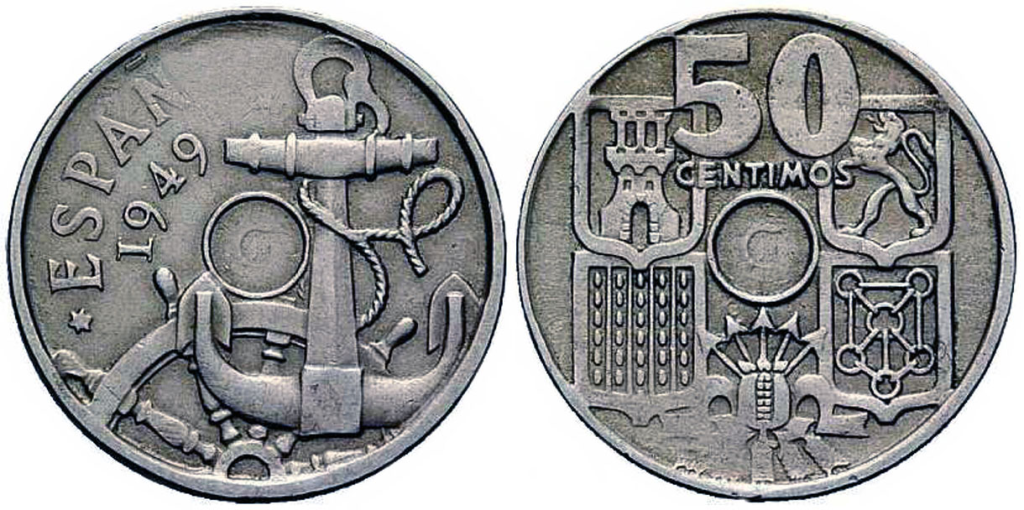 Moneda De 50 Céntimos Del Año 1949