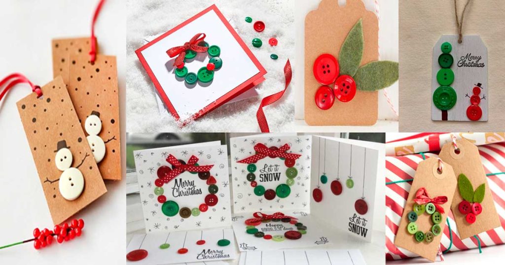 Tarjetas De Navidad Con Botones De Ropa