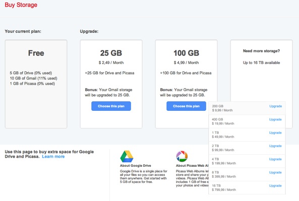 Planes Y Servicios De Google Tables