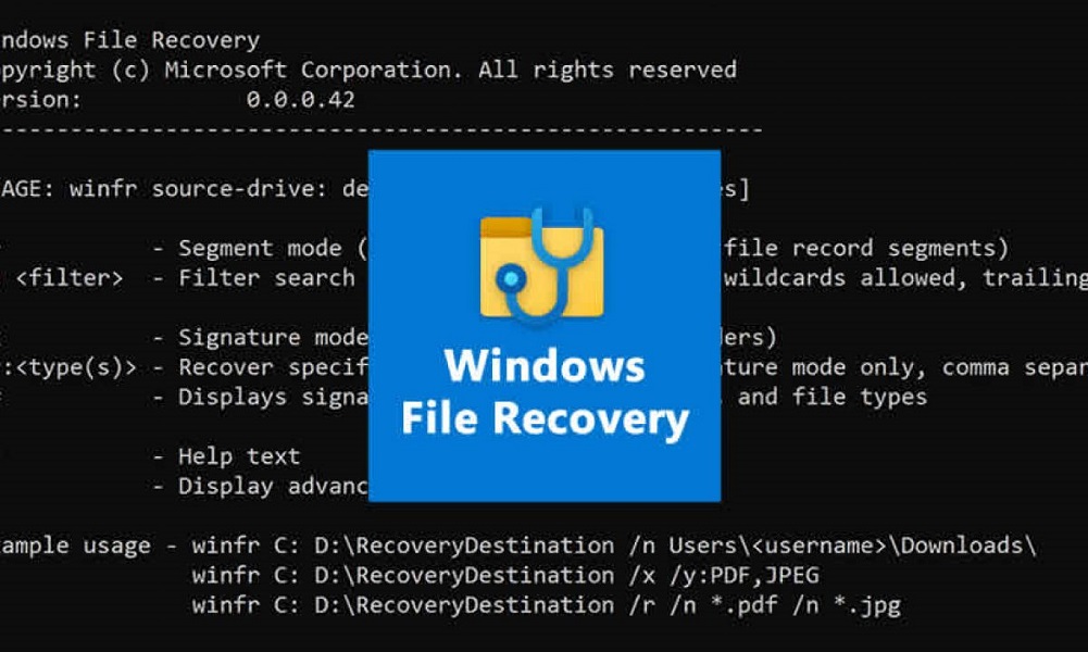 Modos y Filtros de Windows File Recovery