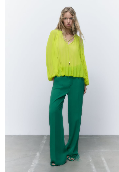 Blusa Plisada En Zara