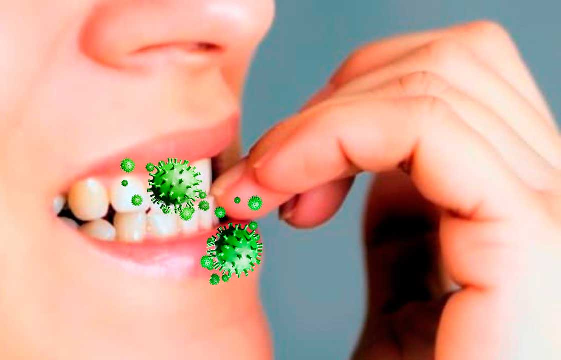 Tienes millones de bacterias en la boca y uñas 