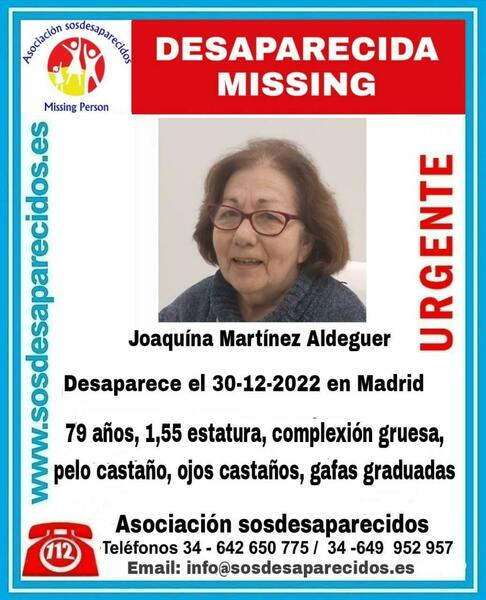 Buscan a una mujer de 79 años con Alzheimer desaparecida desde el viernes en Madrid