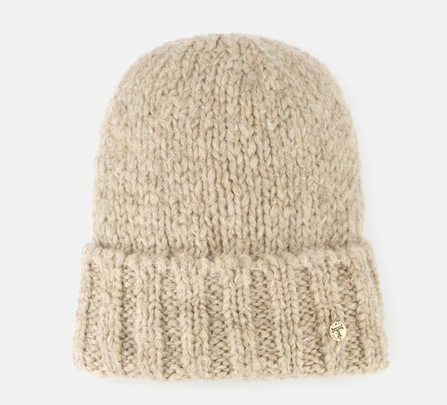 Gorro De Punto En Beige Liso Con Mezcla De Lana Y Mohair