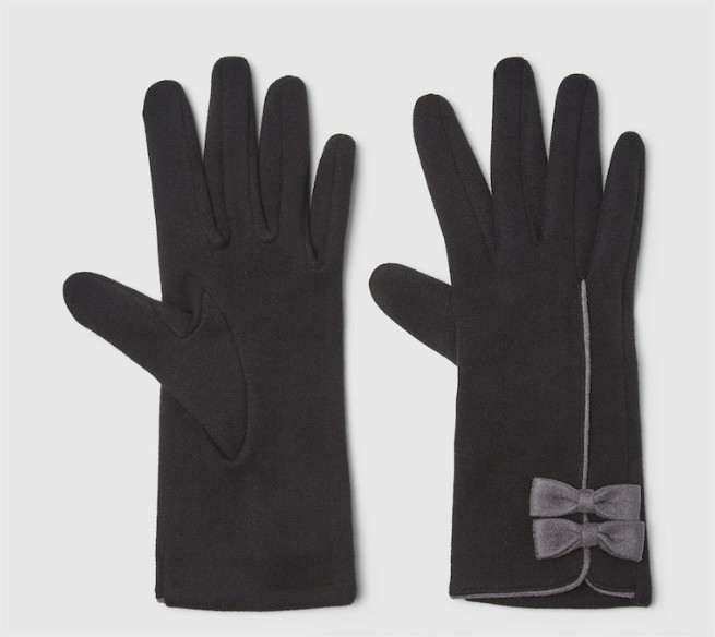 Guantes De Tejido Eem En Negro Con Adorno Lazos