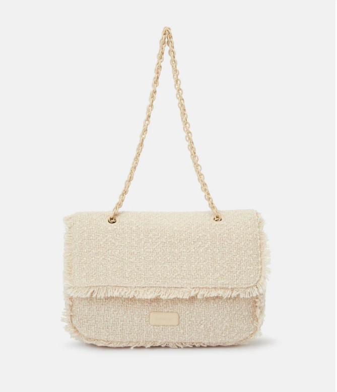 Bandolera De Tweed En Blanco Con Desflecado A Tono El Corte Ingles