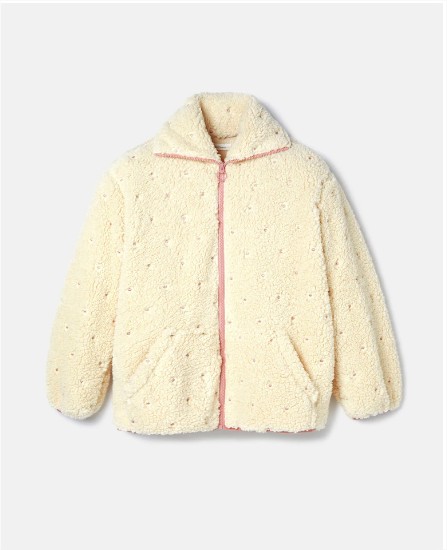 Bata Corta De Mujer Con Cremallera Sherpa Bordada