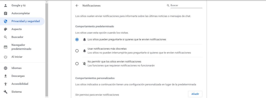 Desactiva todas las notificaciones