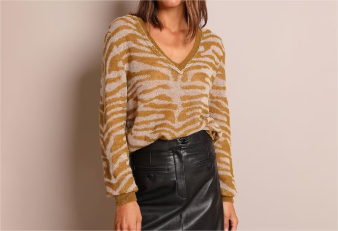 Jersey De Mujer De Color Amarillo Y Diseno Animal Print