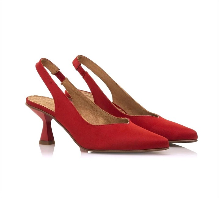 Zapatos De Salon De Mujer En Tejido De Color Rojo Destalonados · Mustang