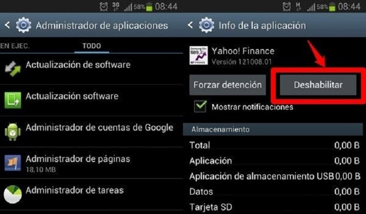Android Deshabilitar