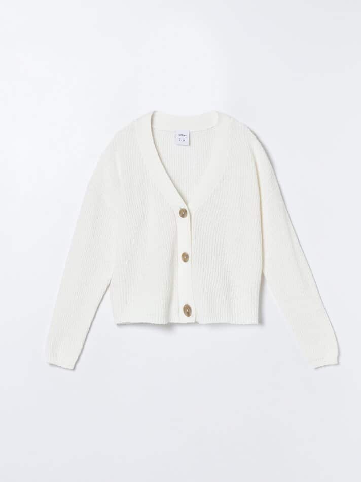 Chaqueta De Punto Rústico Blanco