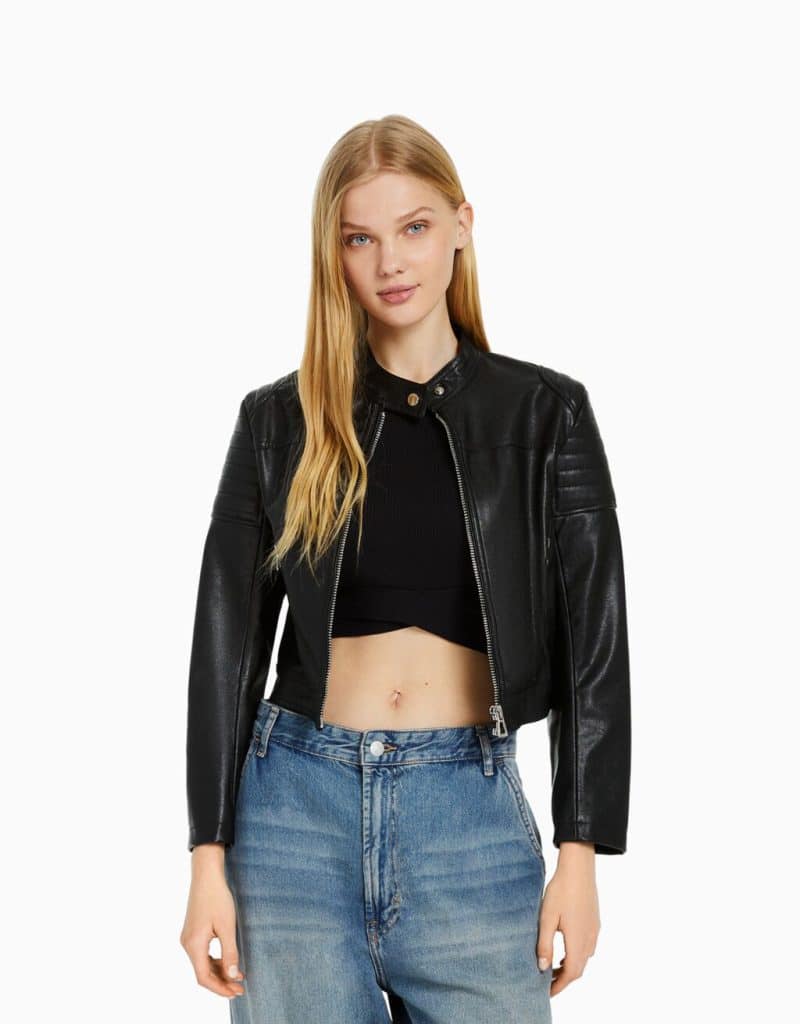 Cazadora Biker Racing Efecto Piel, Sólo En Bershka