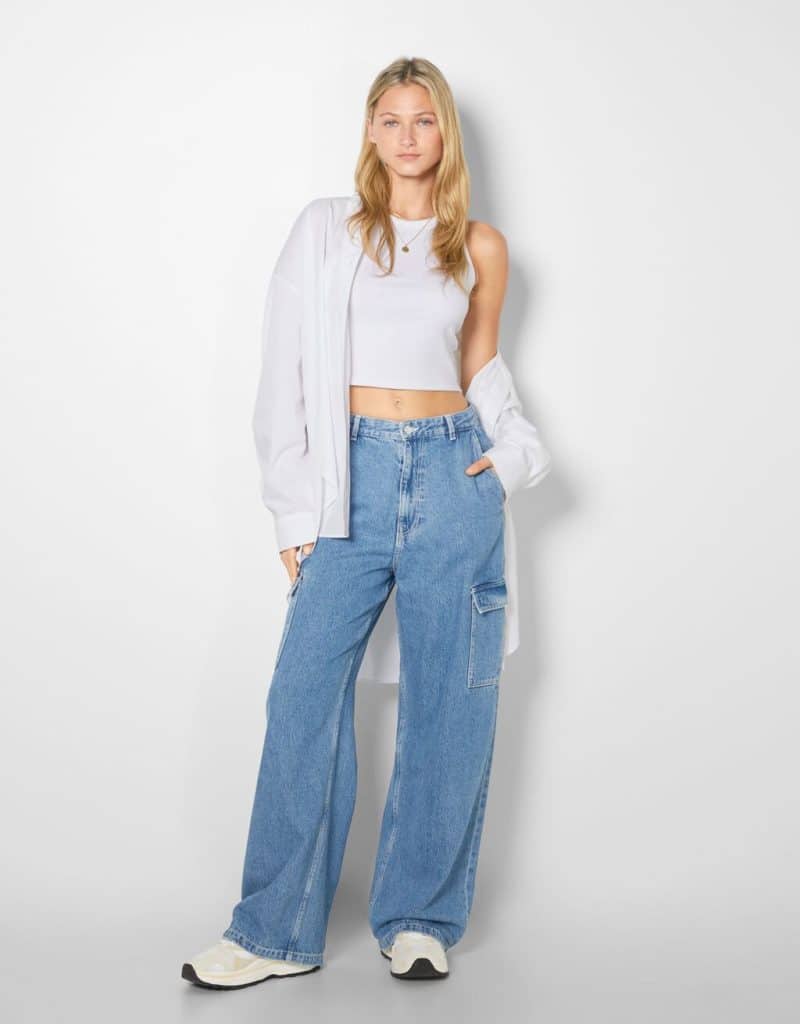 Jeans Cargo Wide De Bershka