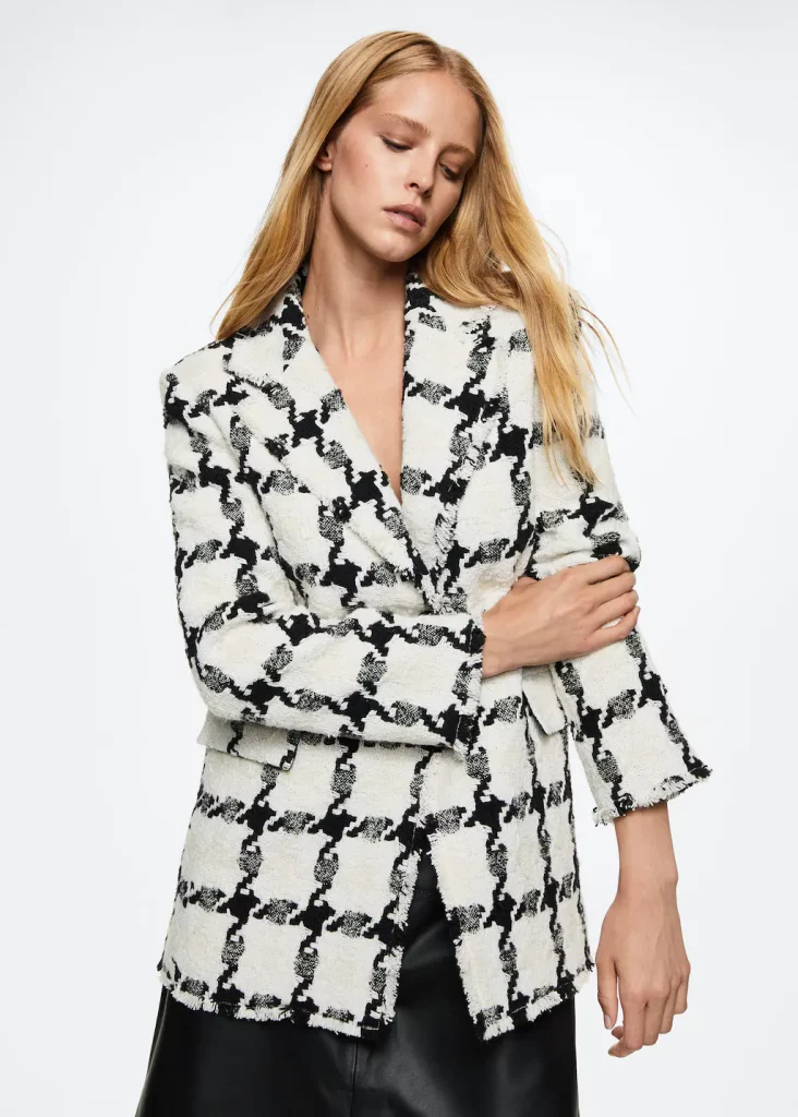 Mango - Abrigo Tweed De Cuadros
