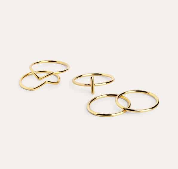 Pack 5 Anillos Nefertiti aleación de metales bañado en oro el corte ingles