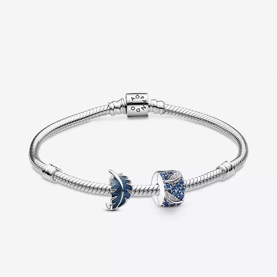 Pulsera de pluma curvada azul