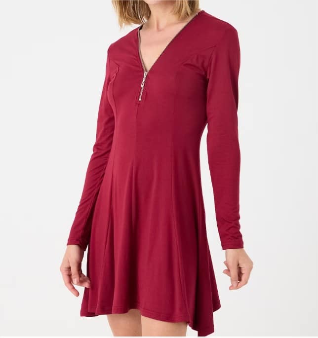 Vestido Corto Con Estampado Liso