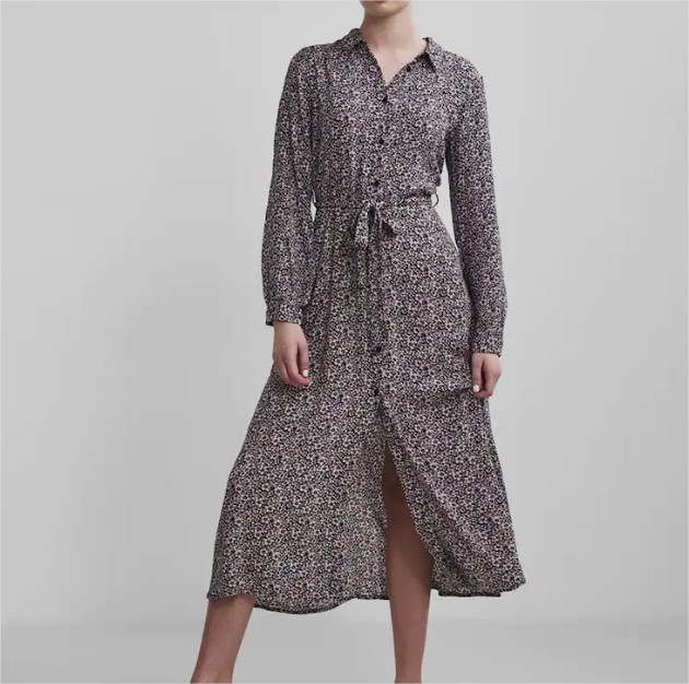 Vestido Estilo Camisero De Manga Larga