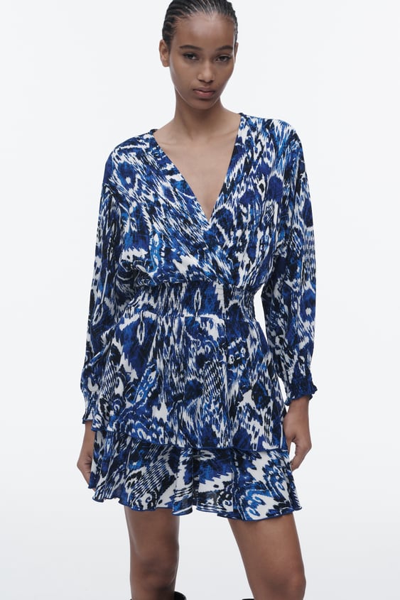 Zara - Vestido Estampado Cintura Elástica