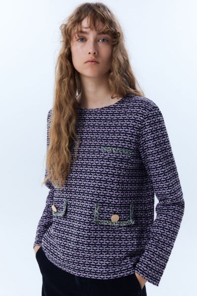 Blusa bicolor con cintas