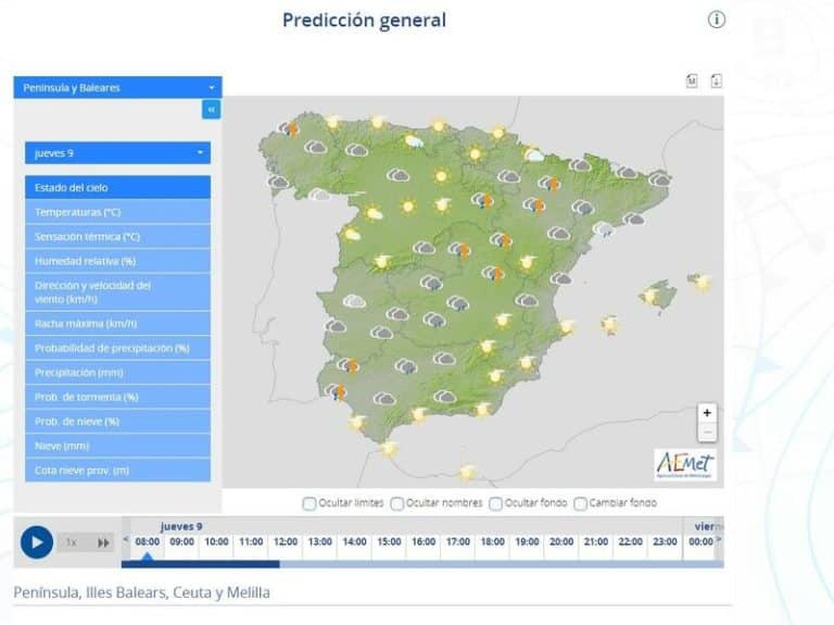 Una veintena de provincias tienen avisos por lluvias, viento y oleaje por un frente que barrera la Península