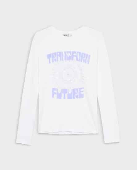 Camiseta De Mujer Con Dibujo Frontal Y Manga Larga