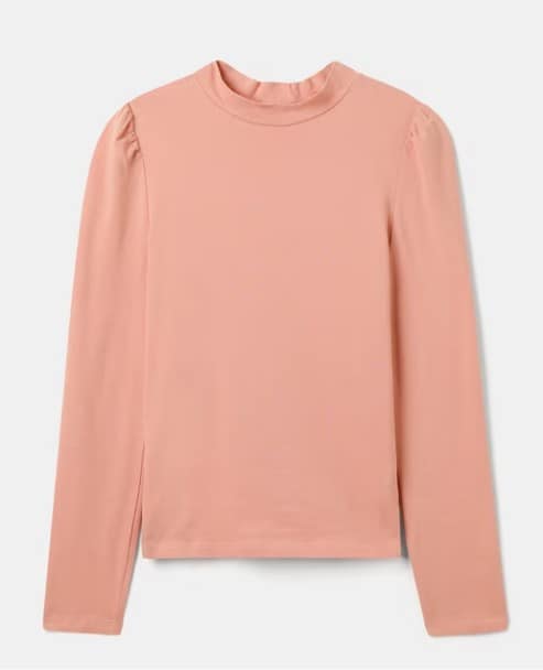 Camiseta de mujer con frunces y cuello alto el corte ingles