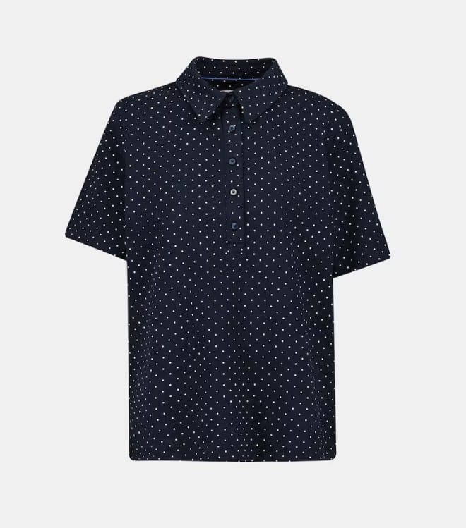 Camiseta Estampada Con Cuello Polo De Mujer