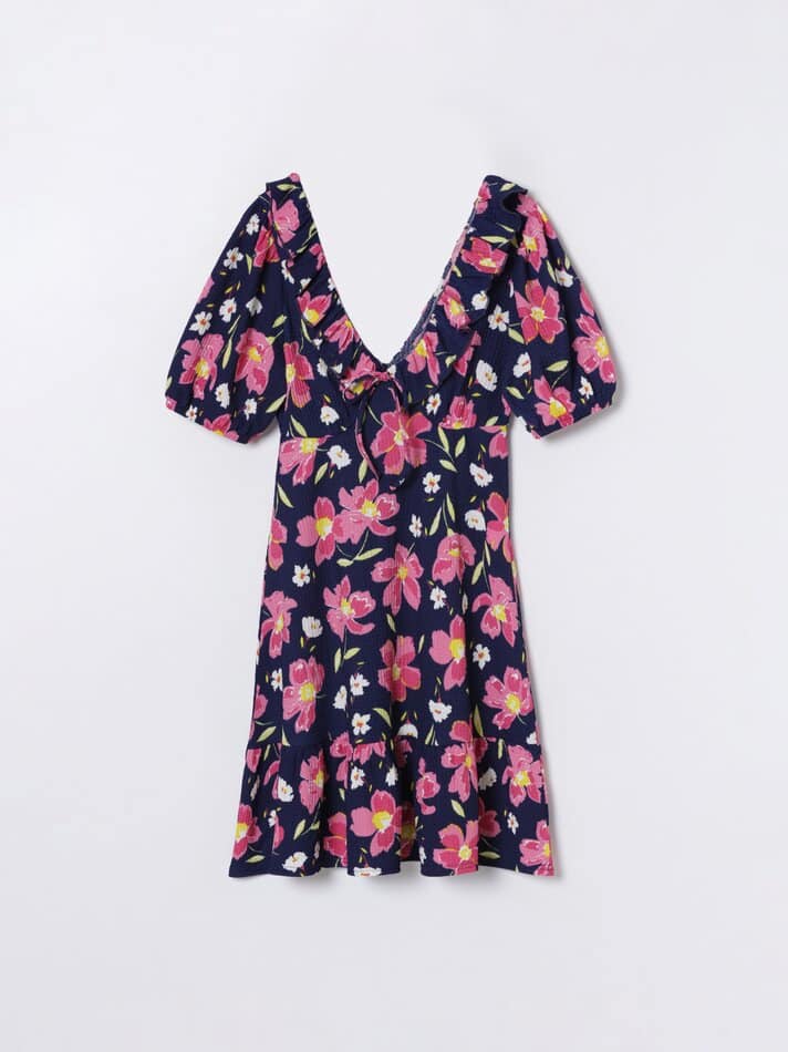 Vestido Corto Con Volante De Lefties