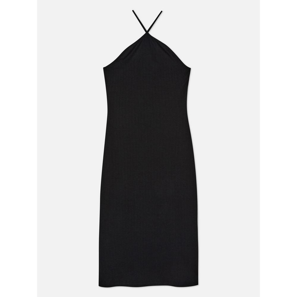 Vestido Midi Con Escote Halter Negro