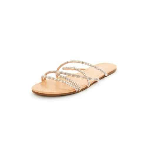 Sandalias De Tiras Con Strass Color Beige