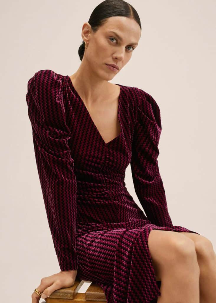 Vestido De Terciopelo Manga Abullonada