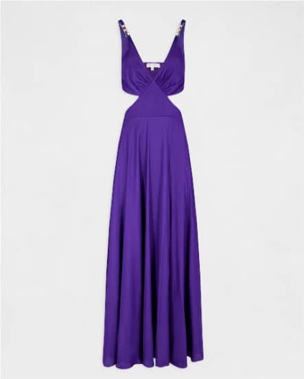Vestido Largo Acampanado Con Aberturas