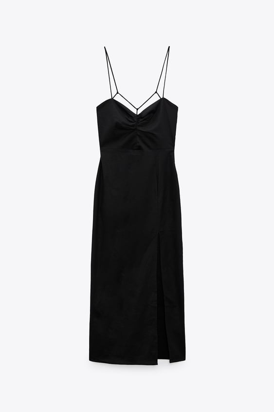 Vestido Midi Con Lino De La Colección De Zara