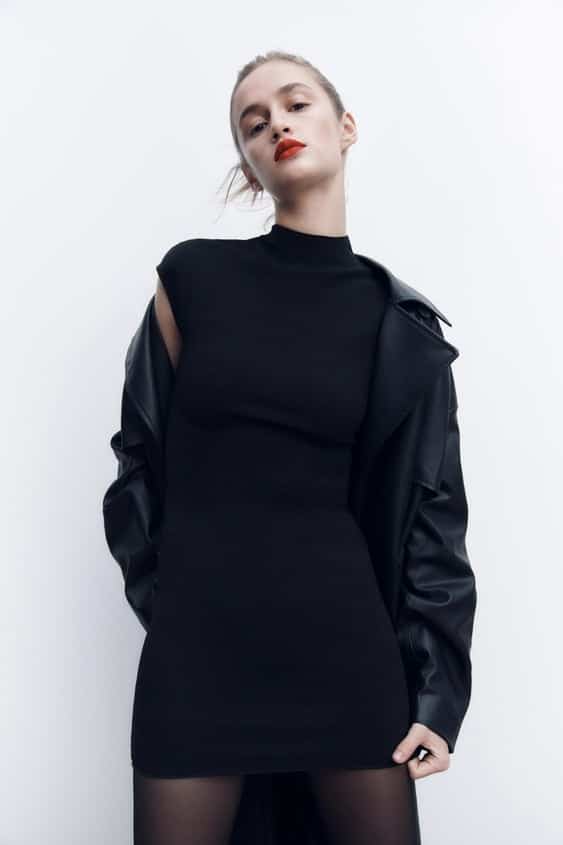 Zara - Vestido Corto Punto Stretch