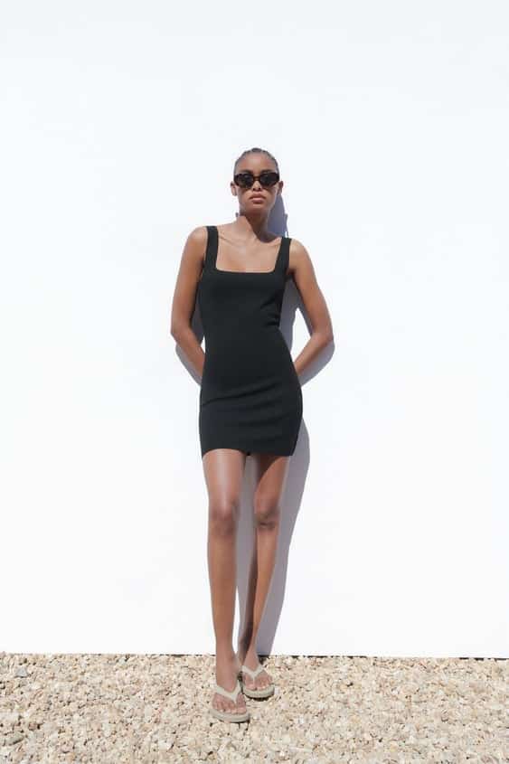 Zara - Vestido Tirantes Punto Stretch