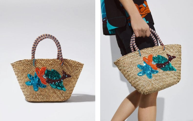 Tote Paja Con Abalorios Y Lentejuelas