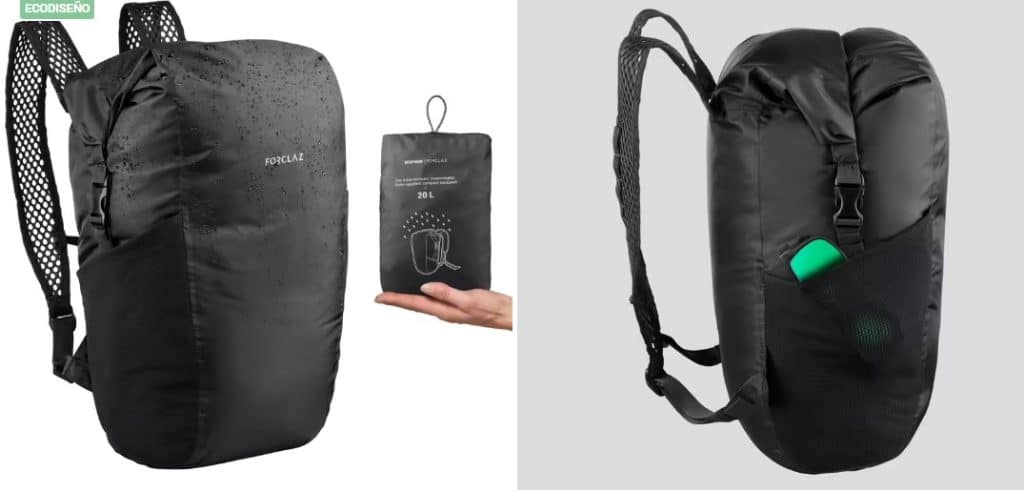 Mochila Plegable De Montaña Y Trekking Impermeable 20L Forclaz Compact Negro