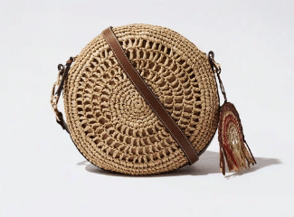 Bolso Bandolera De Paja Color Camel