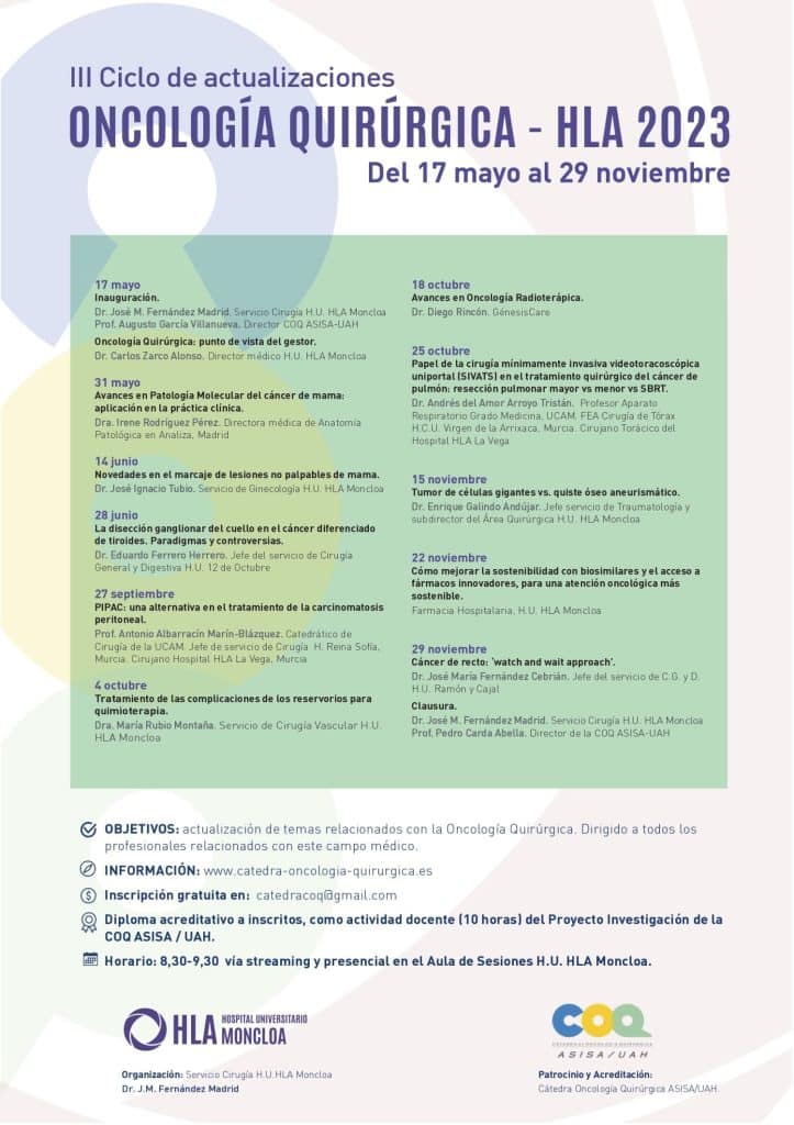 El Hospital HLA Universitario Moncloa celebra el ‘III Ciclo de Actualizaciones en Oncología Quirúrgica’ 1 El Hospital HLA Universitario Moncloa celebra el %E2%80%98III Ciclo de Actualizaciones en Oncologia Quirurgica