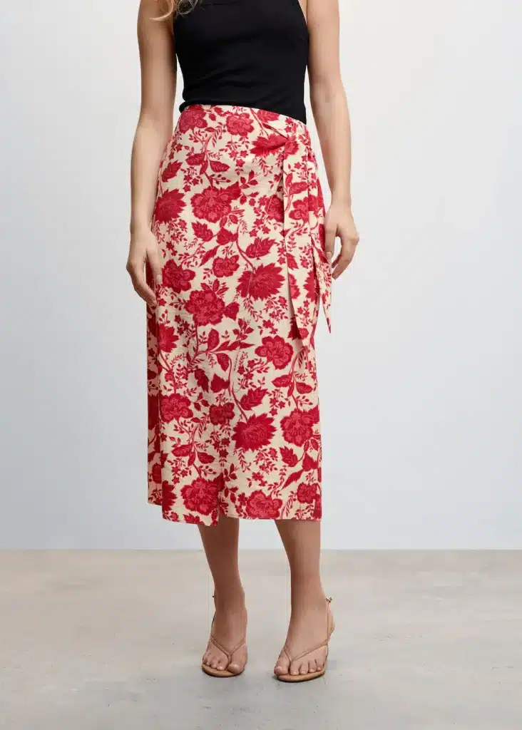 Mango - Falda Cruzada Floral