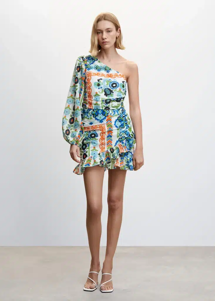 Mango - Vestido Asimétrico Fruncido