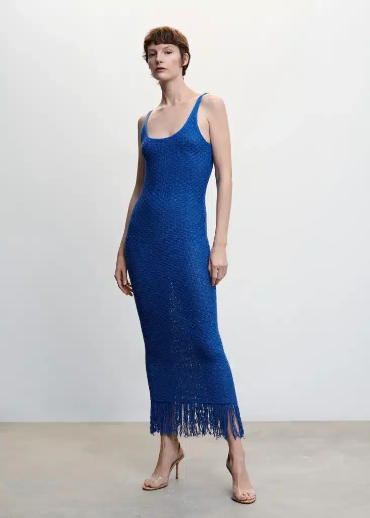 Mango - Vestido Punto Detalle Flecos