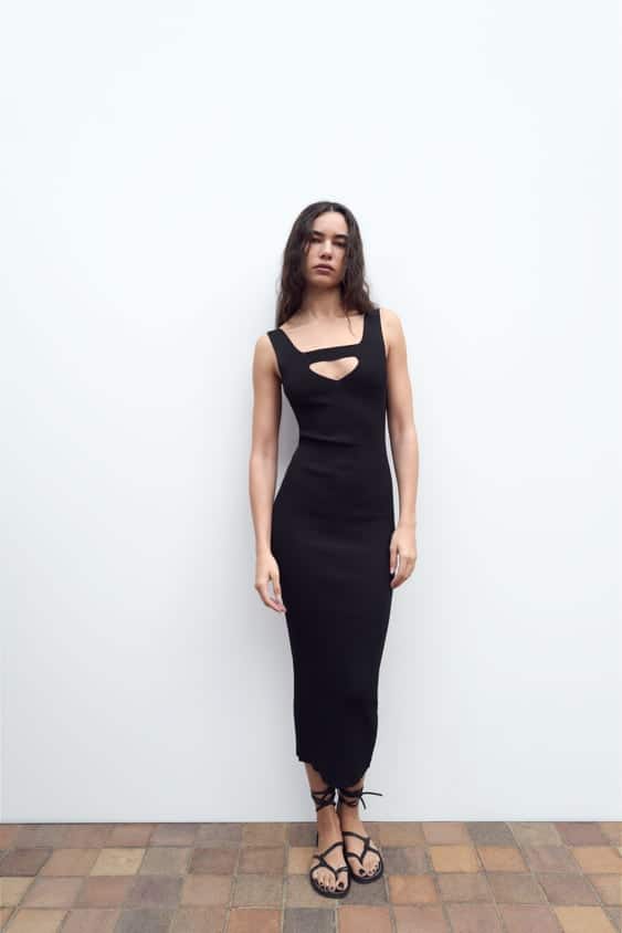 Zara - Vestido Punto Cut Out