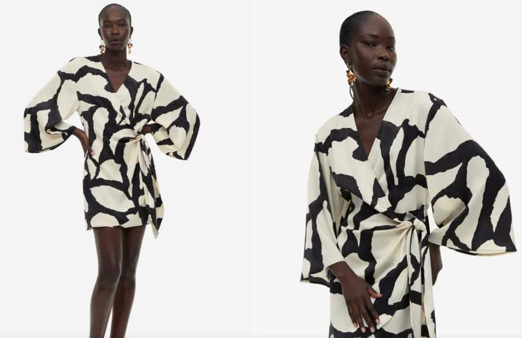 Vestido cruzado de satén de H&M